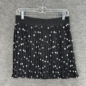 Love & Piece Skirt Women M Medium Black Polka Dot Pleated Short Lined Mid Rise